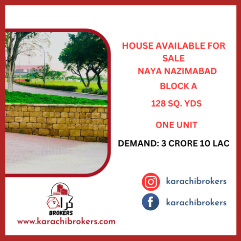 Naya Nazimabad 128 Sq.Yds House Available For Sale